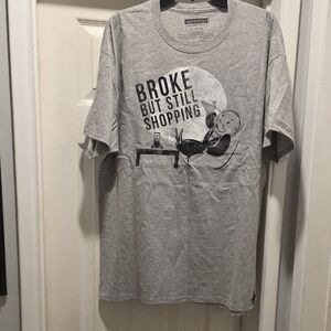 Men's Gray Graphic Tee - Broke But Still Shopping